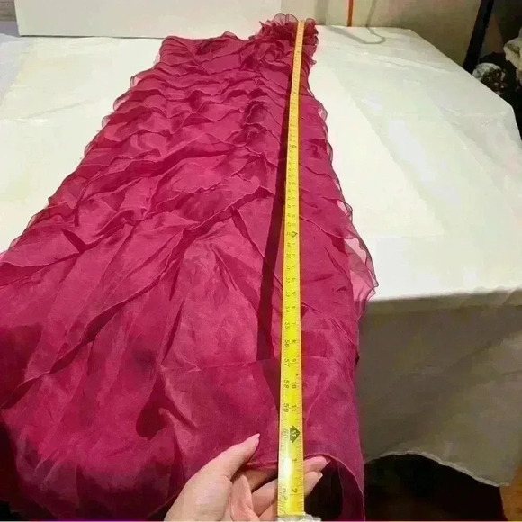 Vintage Tadashi Shoji Collection Womens Ruffle Evening Dress Gown 100% Silk 10 - Picture 6 of 14